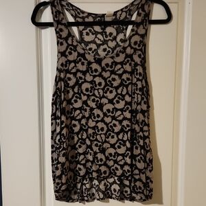 H&M Black Skull Print Tank Top on Taupe